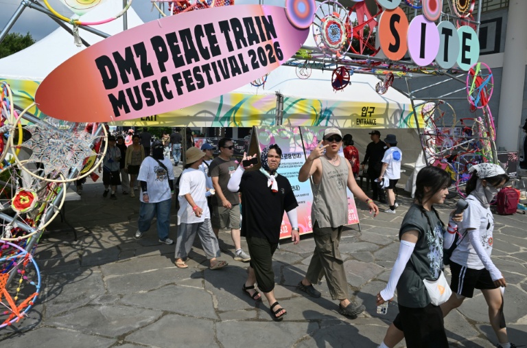 L'entrée du DMZ Peace Train Festival à Cheorwon, le 14 juin 2026 en Corée du Sud, près de la frontière avec la Corée du Nord