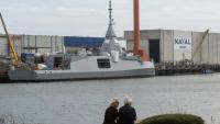 Une frégate en cours de consruction sur le site du Naval Group à Lorient, dans l'ouest de la France, le 30 septembre 2026