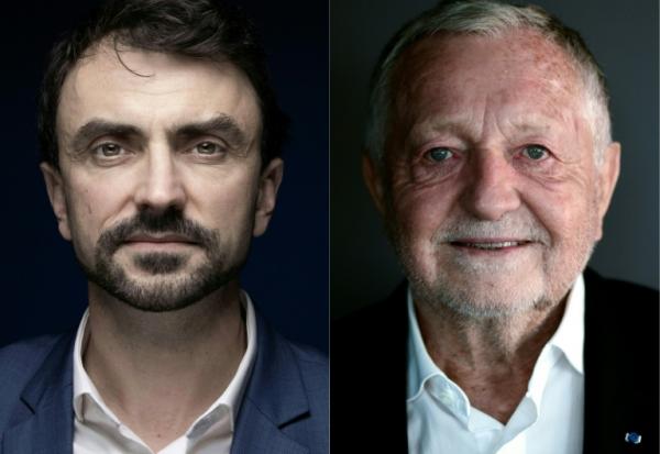 Combinaison d'images réalisée le 17 mars 2026 avec le maire écologiste sortant Grégory Doucet (G) et le candidat soutenu par la droite et le centre Jean-Michel Aulas