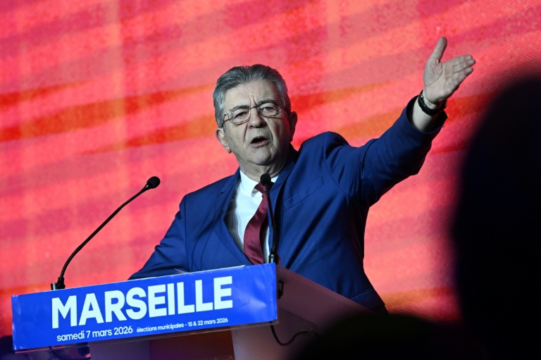 Jean-Luc Mélenchon en meeting à Marseille, le 7 mars 2026