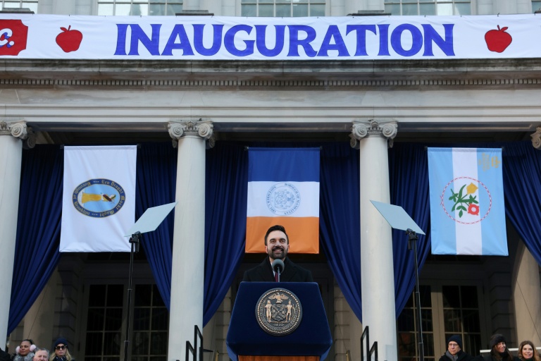 Le nouveau maire democrate de New York Zohran Mamdani lors de sa cérémonie d'investiture, le 1er janvier 2025.