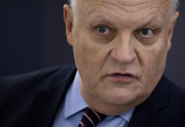 Le président de l'Union populaire républicaine (UPR), François Asselineau, le 19 octobre 2021 à Paris