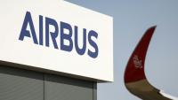 Logo d'Airbus au salon aéronautique de Farnborough, près de Londres, le 21 juillet 2026