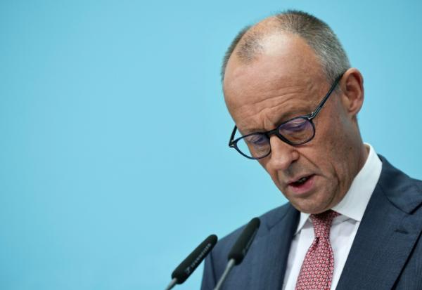 Le chancelier allemand et chef de l'Union chrétienne-démocrate (CDU), Friedrich Merz, au siège de son parti à Berlin, au lendemain des élections régionales à Berlin et au Mecklembourg-Poméranie-Occidentale, le 21 septembre 2026