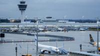 L'aéroport de Munich avec des avions cloués au sol en raison d'une grève, le 20 février 2024