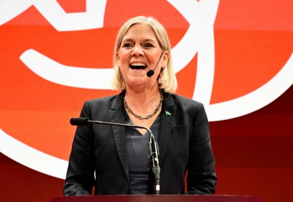 La cheffe des sociaux-démocrates de Suède, Magdalena Andersson, à Stockholm, le 13 septembre 2026