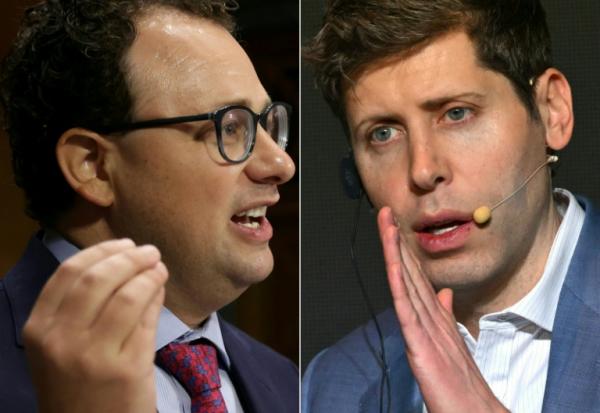 Les dirigeants d'Anthropic, Dario Amodei (g) en 2023, et d'Open AI, Sam Altman en 2025