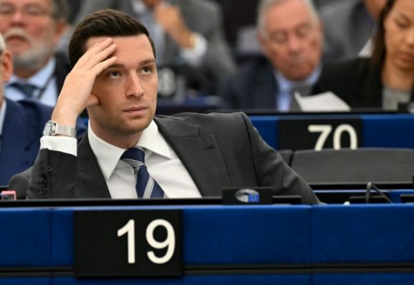 Le président du Rassemblement national (RN) et eurodéputé, Jordan Bardella, lors d'une séance au Parlement européen à Strasbourg, le 16 juin 2026