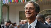 Le directeur général de Safran et président du Gifas, groupement des industries aérospatiales françaises à Paris, pendant le sommet international de l'espace, le 10 septembre 2026