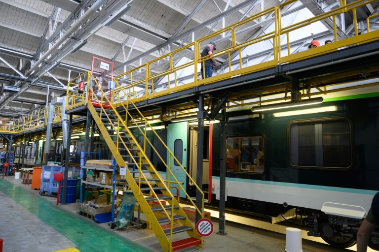 Un train Oxygène en cours de construction dans l'usine CAF (Construcciones y Auxiliar de Ferrocarriles) de Reichshoffen (Bas Rhin), le 29 septembre 2026
