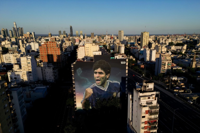 Fresque géante de Diego Maradona, le 10 mars 2025 à Buenos Aires