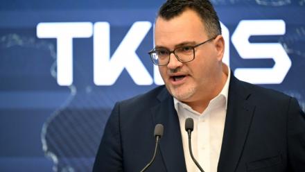 Oliver Burkhard, patron de ThyssenKrupp Marine Systems (TKMS) lors de l'introduction à la Bourse de Francfort, le 20 octobre 2025 