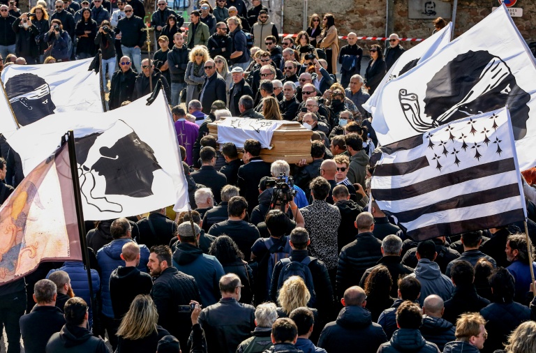 Les funérailles du militant nationaliste corse Yvan Colonna à Cargese, le 25 mars 2022 en Corse