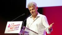 Fabien Roussel donne un discours au congrès du Parti communiste, le 3 juillet 2026 à Lille (Nord)