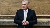 Le prince Andrew arrive à la chapelle du château de Windsor pour les matines de Pâques le 31 mars 
 2024.