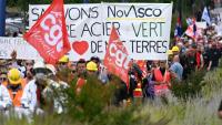 Manifestation de soutien aux employés de Novasco à Hagondage (nord-est), le 4 septembre 2025