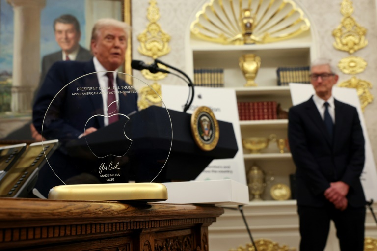In August, Apple CEO Tim Cook presented President Donald Trump with an engraved glass disc; the company is reportedly considering an investment in Intel, in which the US government holds an equity stake 