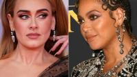La chanteuse britannique Adele (à gauche) et la chanteuse américaine Beyoncé (à droite) s'affrontent dimanche lors de la cérémonie des Grammy Awards à Los Angeles  