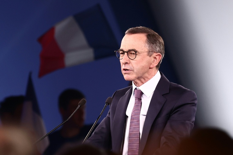 Bruno Retailleau, président des Républicains et candidat à la présidentielle, lors d'un meeting à Paris, le 20 juin 2026