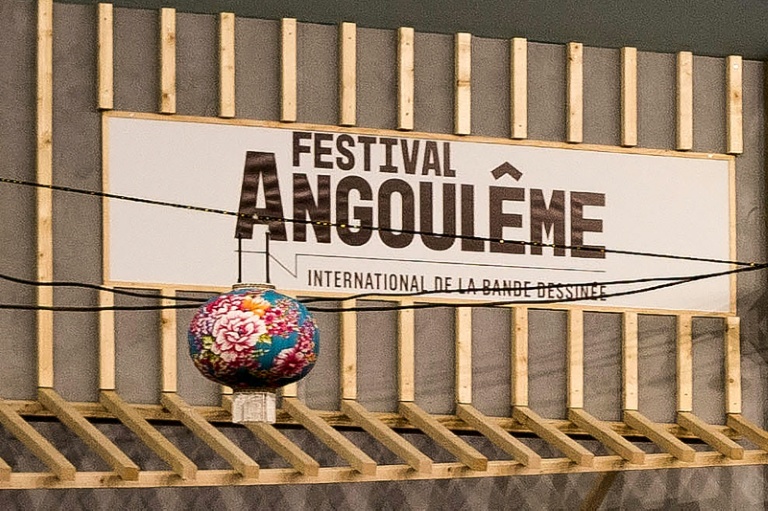 Le logo du festival de la BD d'Angoulême, lors de l'édition 2023.