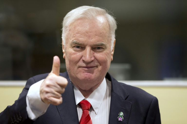Ratko Mladic, ancien chef militaire des Serbes de Bosnie, lors de son procès au Tribunal pénal international pour l'ex-Yougoslavie (TPIY), le 22 novembre 2017 à La Haye, aux Pays-Bas