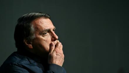 L'ex-président brésilien (2019-2023) Jair Bolsonaro lors d'une conférence dans l'Etat de Santa Catarina, au Brésil, le 6 juillet 2024