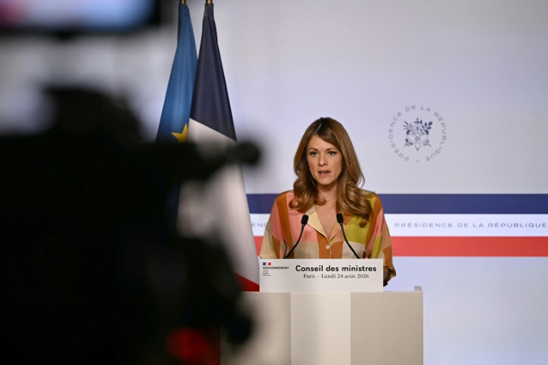 La porte-parole du gouvernement Maud Bregeon à Paris le 24 août 2026