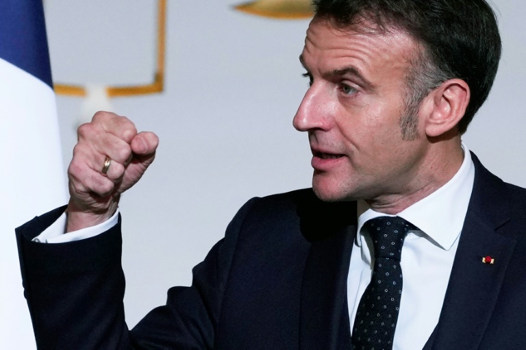 Le président français Emmanuel Macron lors de la Conférence des ambassadeurs à l'Elysée, à Paris, le 8 janvier 2026