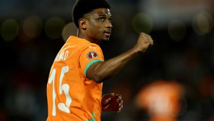 Amad Diallo, auteur du premier but de la Côte d'Ivoire contre le Burkina Faso, en huitième de finale de la CAN, le 6 janvier 2026 à Marrakech