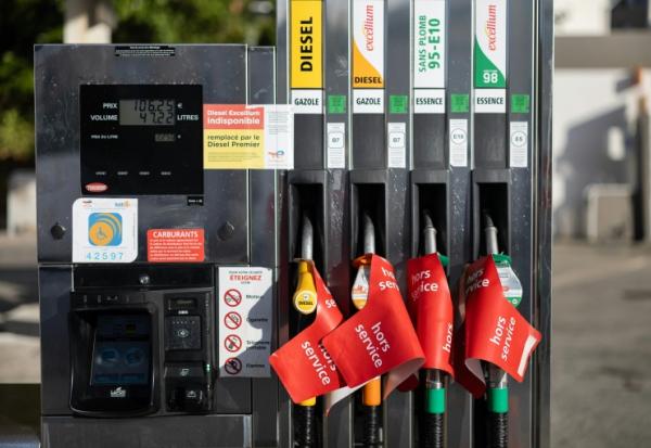 Une pompe à sec dans une station TotalEnergies à Quimper, le 23 septembre 2026