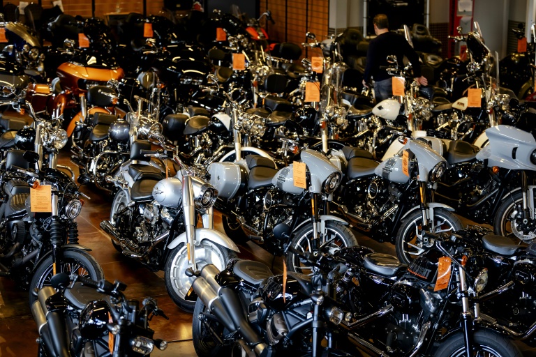 Des motos américaines Harley Davidson, aux Pays-Bas, le 13 mars 2025