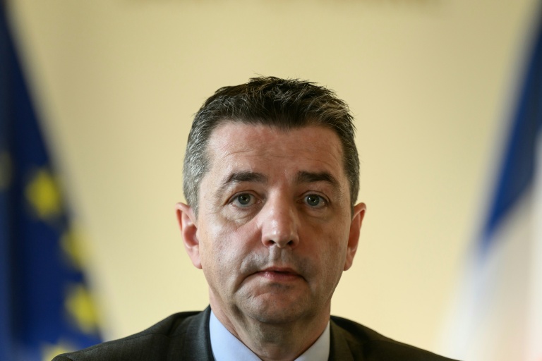 Gaël Perdriau, alors maire de Saint-Etienne, lors d'une conférence de presse à l'Hôtel de ville, le 29 janvier 2024