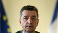Gaël Perdriau, alors maire de Saint-Etienne, lors d'une conférence de presse à l'Hôtel de ville, le 29 janvier 2024