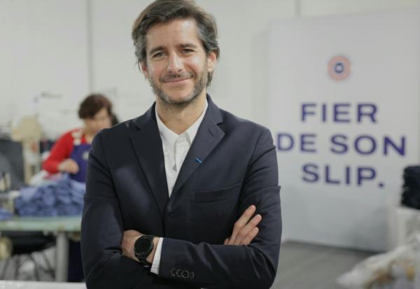 Le président-fondateur du Slip français, Guillaume Gibault, à Aubervilliers, en Seine-Saint-Denis, le 12 février 2025