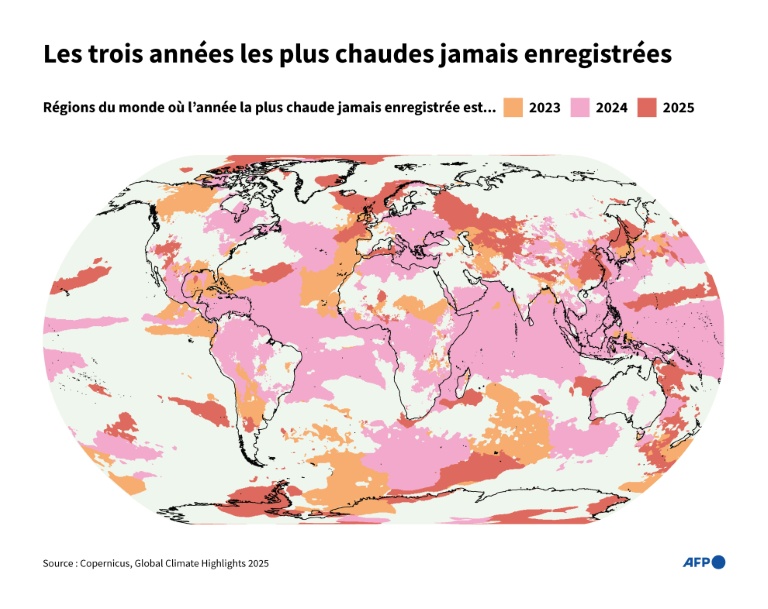 Les trois années les plus chaudes jamais enregistrées