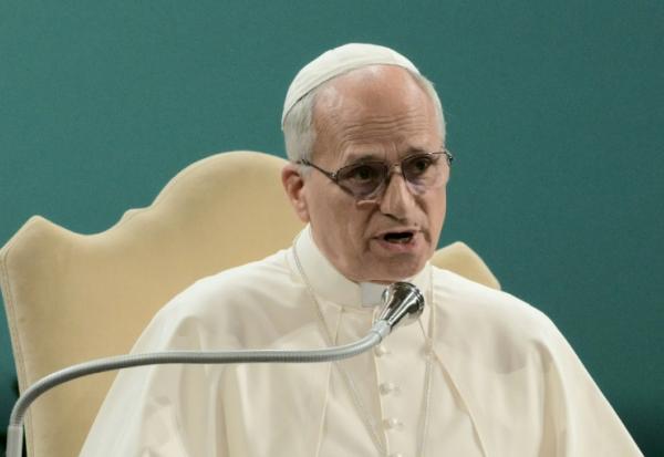 Pope Leo XIV attends the International Conference “Raising Hope for Climate Justice” on the occasion of the 10th Anniversary of the Encyclical Laudato Si’ at Mariapolis Center in Castel Gandolfo on October 01, 2025