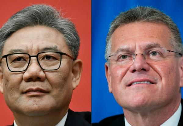 Le ministre chinois du Commerce, Wang Wentao et le commissaire européen au Commerce Maros Sefcovic