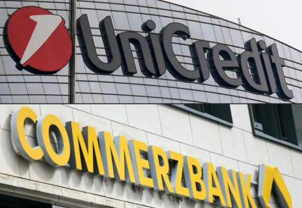 les logos de Commerzbank et d'UniCredit
