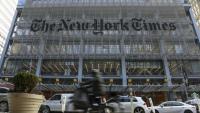 Façade du New York Times, dans la ville éponyme, le 22 janvier 2026