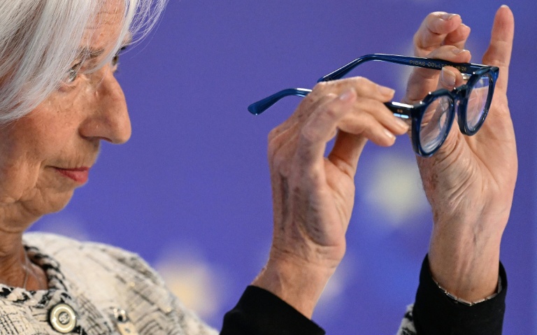 Christine Lagarde, présidente de la BCE, lors d'une conférence de presse, le 30 avril 2026 à Francfort