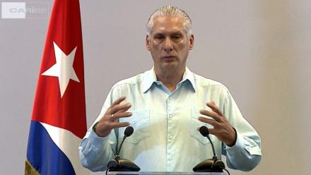 Le président cubain, Miguel Diaz-Canel, lors d'une intervention télévisée à La Havane, le 5 février 2026