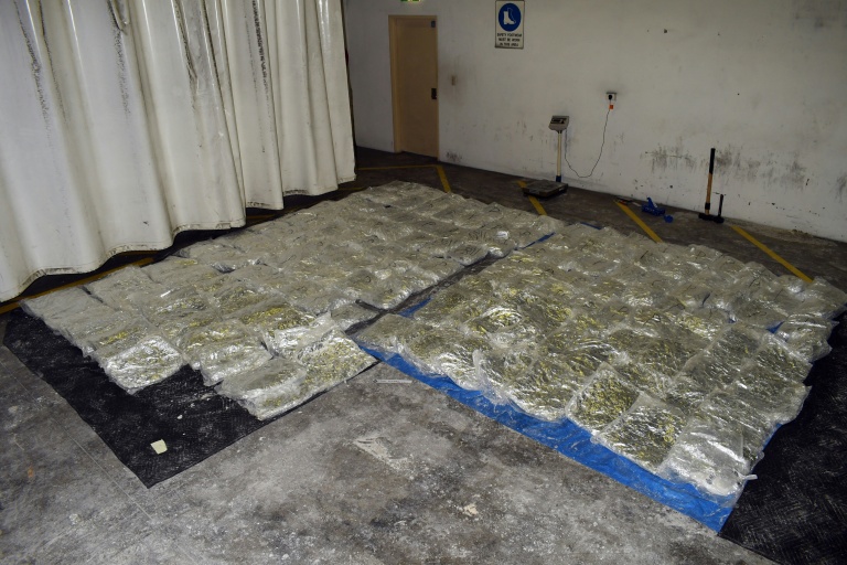 Cette image fournie le 29 août 2019 par l’Australian Border Force montre une saisie de 755 kilos de méthamphétamine par les autorités australiennes, dissimulés dans un chargement en provenance du Mexique