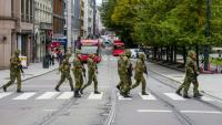 Des soldats participent à un exercice, visant à protéger les autorités, les infrastructures critiques et les installations destinées à l’accueil des forces alliées en situation de crise, le 14 septembre 2026 à Oslo, en Norvège