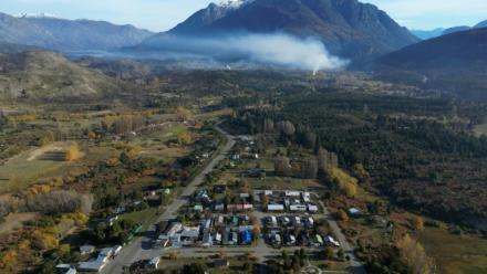 Vue aérienne du village d'Epuyen, dans la province de Chubut, en Argentine, le 9 mai 2026, où une épidémie d'hantavirus a fait 11 morts en 2018-2019