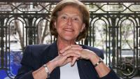 Monique Pelletier, qui fut ministre déléguée à la Condition féminine sous la présidence de Valéry Giscard d'Estaing, dans son bureau au lendemain de son entrée  au Conseil Constitutionnel, l, le 23 mars 2020 à Paris