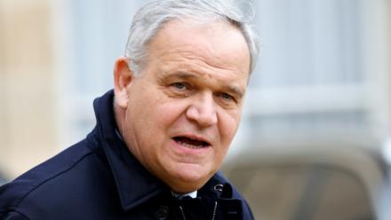 François-Noël Buffet, alors ministre attaché au ministre de l'Intérieur, à la sortie de l'Elysée, le 23 janvier 2025 à Paris