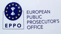 Le logo du Parquet européen (EPPO) au siège de l'institution à Luxembourg, le 1er juin 2021.