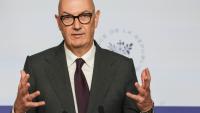 Le ministre de l'Economie et des Finances, Roland Lescure, lors d'une conférence de presse, le 1er octobre 2026 à Paris