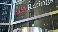 Vue du logo de Fitch Ratings, le 18 mars 2025 à New York aux Etats-Unis
