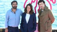 (g-d) Les acteurs Grégory Montel, Camille Cottin et Nicolas Maury de la série télévisée "Dix pour cent" au festival international des séries Canneseries, le 13 octobre 2020 à Cannes